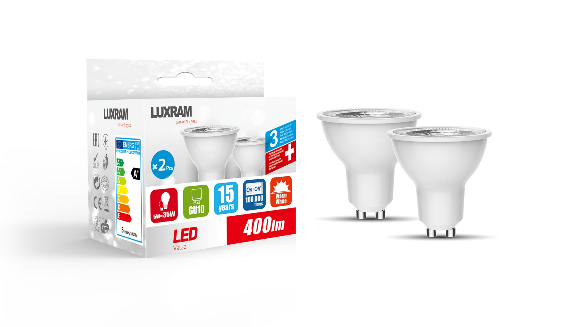 Duo-pack LED Lamps Luxram Spot Lamps